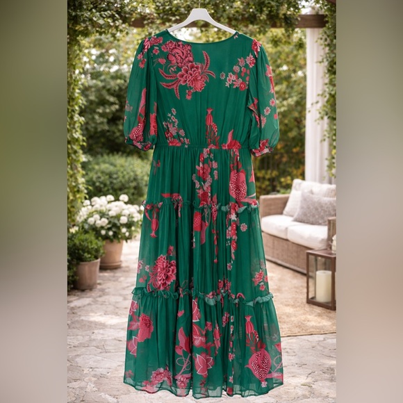 Masakali (Indian Brand) Green Floral Maxi Dress Size XXL - Picture 4 of 6